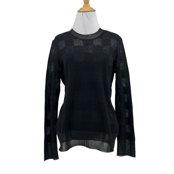 Rag & Bone Sweater Womens M Medium Black Alpaca Wool Blend Open Stitch Check - Picture 1 of 14
